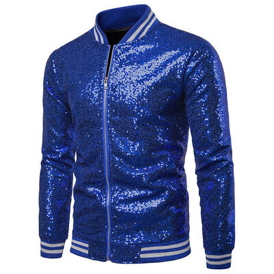 

Mens One Button Glitter Sequined Blazer Wedding Party Jacket Tuxedo Suit Coat