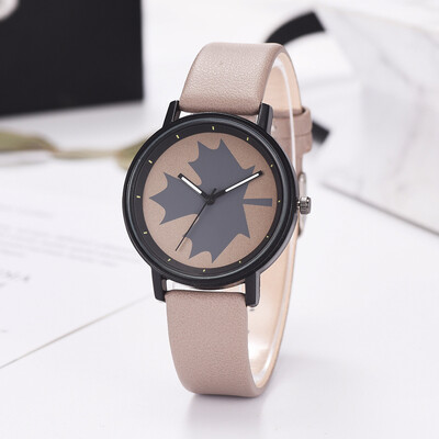 

RM Fashion Simple And Simple Leisure Maple Leaf Scale Leather Strap Ladies Watch