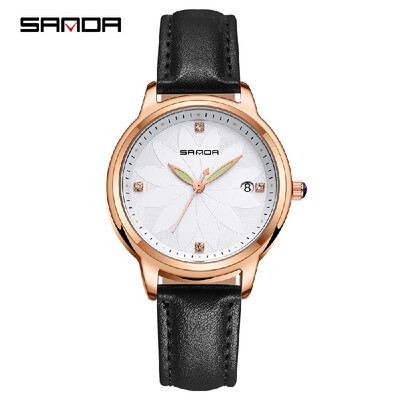 

SANDA P219 Simple Women Watch Leather Quartz Movement Watch Waterproof Casual Calendar Luminous Pointer Clock Wristwatch for Femal