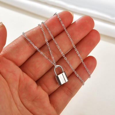 

Stainless Steel Silver Gold Color PadLock Pendant Necklace Leather Rope Chain Necklace Friendship Gifts Men Women Jewelry
