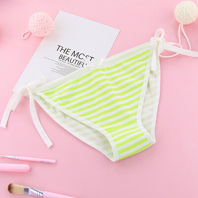 

2019 COCKCON Stylish&comfortable striped bow tie small fresh simple girl underwear solid color single size underwear