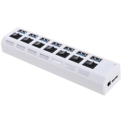 

7 Ports USB 30 Hub AC Power Adapter Cable with OnOff Switch for PC Laptop