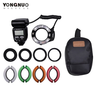 

YONGNUO Professional YN14EX II Macro Ring Flash Light Kit with Large Size LCD Display Adapter Rings Color Temperature Filters Hot