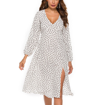 

Tailored Fashion Womens V-Neck Long Sleeve Casual Printed Party Beach Mini Dress