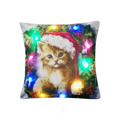 

Tailored Christmas Lighting LED Cushion Cover Home Decor Throw Pillowcase Sofa Flashing