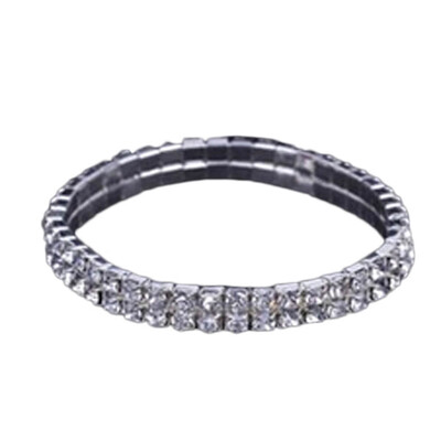 

New Style Fashion Women Rhinestone Crystal Elastic Stretch Silver Cuff Bracelet Bangle for Wedding Party1-10 Rows
