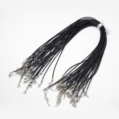 

Spray Painted Leather Necklace Makings with Iron Clasps Platinum Black 177"45cm 2mm
