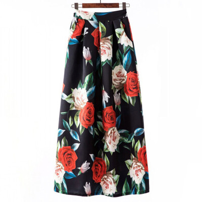 

Women Printed Polka Dot Party Vintage High Waist Pleated Casual Long Maxi Skirt