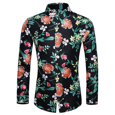 

Tailored Mens Casual Printing Colorful Slim Long Sleeve Dress Shirt Blouse Tops