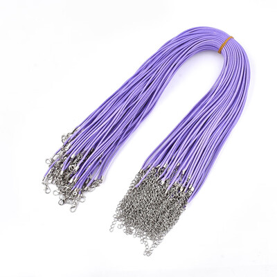 

Waxed Cord Necklace Making with Iron Lobster Claw Clasps Platinum Lilac 178"18"45546cm 2mm