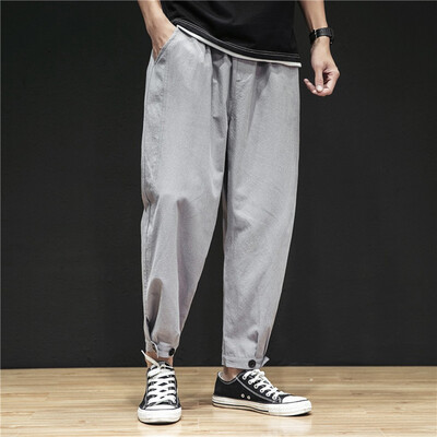

Gobestart Mens Fashion New Style Leisure Pure Color Nine-Minute Trousers Large Size Pant