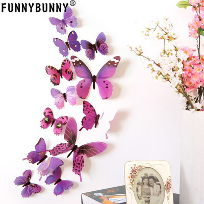 

FUNNYBUNNY 12pcs Removable 3D Butterfly Wall Stickers Decals DIY Wall art Decor Home Wall Decoration Sticker Mural