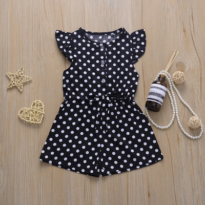 

Toddler Baby Kids Girls Sleeveless Dot Print Ribbons Romper Jumpsuit Clothes