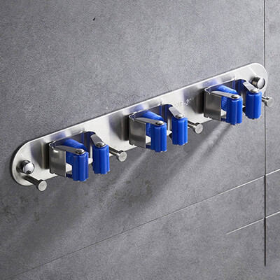 

Racks Stainless Steel Mop Holder Wall Mounted Hooks Brush Broom Hanger Clip