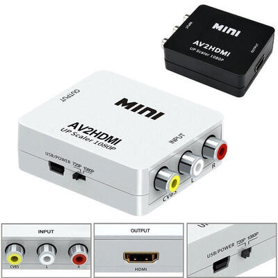 

Mini RCA AV to HDMI Converter Adapter Composite AV2HDMI Converter 1080P HDTV DVD