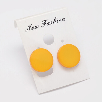 

Resin Stud Earrings with Iron Pins&Plastic Ear Nuts Nickle Free Flat Round Orange Platinum 13x3mm Pin 07mm