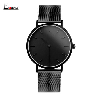 

Enmex two-needle light-and-thin steel-woven-quality wrist watch with simple&mysterious feeling during the translation of the