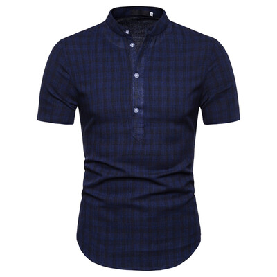 

Toponeto Men Casual Summer Plaid Print Button Short Sleeve Hawaiian T-Shirt Tops Blouses