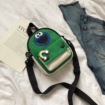 

Cute cartoon simple wild shoulder Messenger bag female 2019 new casual fashion Sesame Street portable canvas bag