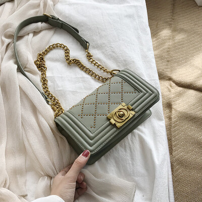 

Female bag 2019 new wave Korean fashion shoulder bag simple texture rhombic chain Messenger bag female wild ins