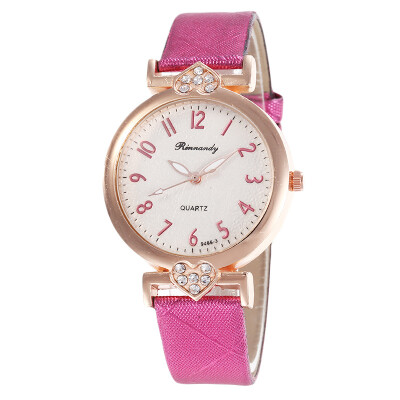 

Heart-shaped diamond fashion ladies leather digital watch student simple watch