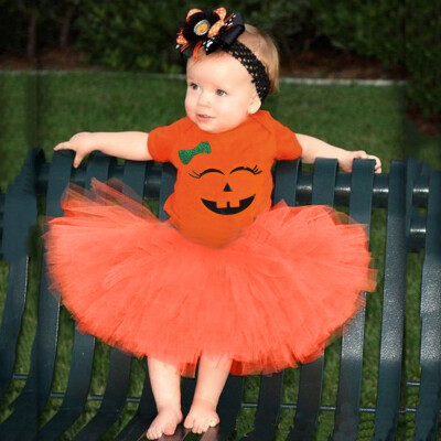 

Toddler Newborn Baby Girls Cartoon Romper Skirt Halloween Costume Outfits Set