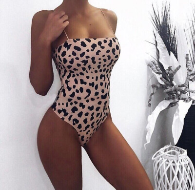 

Women Sexy Leopard Print Bandage Jumpsuit Ladies Bodycon Romper Bodysuit Tops