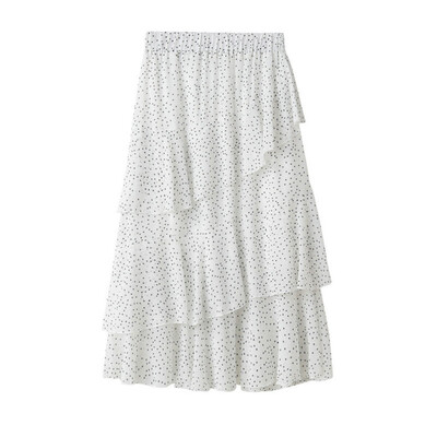 

Roseonmyhand Summer Dotted Female Pleated High Waist Tutu Skirt Beading Tulle Midi Skirt