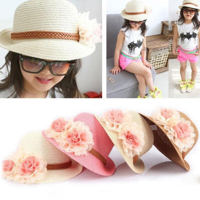 

Lovely Toddler Baby Girl Flower Princess Sun Cap Summer Cotton Hat Bonnet