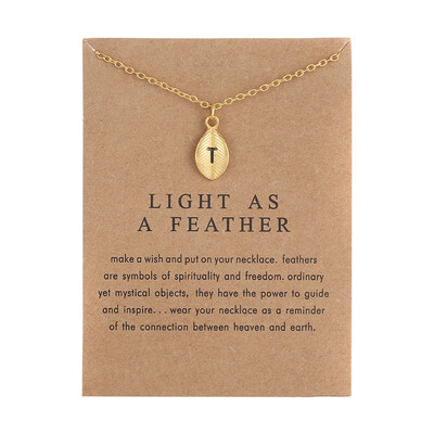 

New Arrived Leaves Light As A Feather Personality 26 English Letters Alphabet Necklace Alloy Pendant