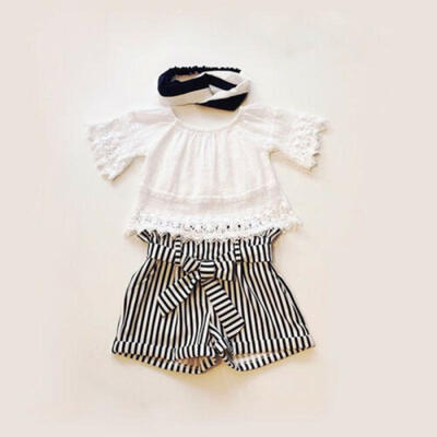 

SUNSIOM Toddler Kids Baby Girls Summer Clothes Solid Tops Shorts Pants 2PCS Outfits