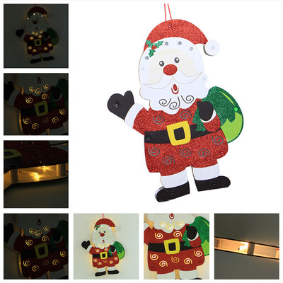 

〖Follure〗Christmas Tree Hanging Ornaments LED Wooden Santa Claus House Hotel Bar Decor