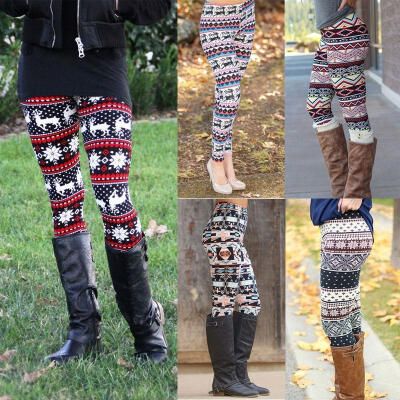 

Women Stretchy Print Leggings Casual Skinny Leggings Slim Pencil Pants Trousers