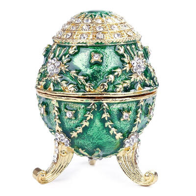 

Luxury Rhinestones Easter Egg Jewelry Box Trinket Metal Crafts Gift Box