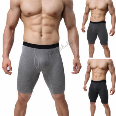 

Mens Soft Underwear Mid-Waist Convex Cotton Boxers Shorts Pouch Long Leg Pants