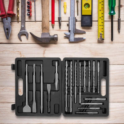 

Greensen 17pcs SDS Plus Hammer Bits Drill Bit & Chisel Set Concrete Drilling Grooving Tool