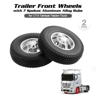 

2pcs Trailer Rear Wheels with 7 Spokes Aluminum Alloy Hubs for 114 Tamiya Tractor Truck RC Climber Trailer