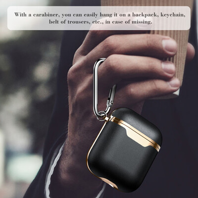 

Leather Case For Airpods Wireless Earphone Cover Cases for Air Pods Headphone Box Protective Case with Climbing Hook