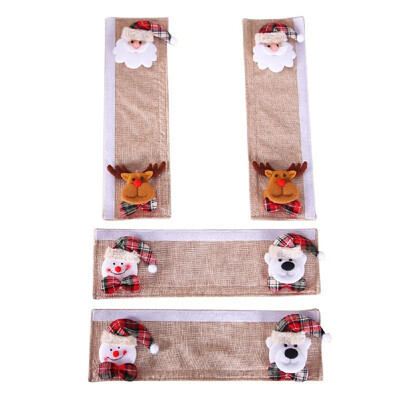 

Christmas Refrigerator Door Handle Shell Set Handle Protectoer 4pcs Santa Snowman Cute Cartoon Anti-static