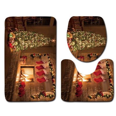 

Tailored 3PCS Fancy Santa Toilet Seat Cover&Rug Bathroom Set Christmas Decor