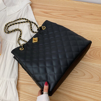 

French minority large capacity women 2019 new fashion autumn&winter network celebrity rhombog chain bucket bag