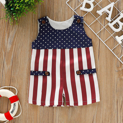 

Infant Baby Boys&Girls 4th of July Stars Striped Patriotic Romper Jumpsuit