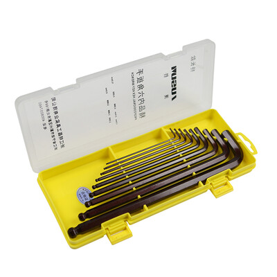 

AUSUM S2 extra long ball head metric hex wrench hexagonal L-shaped hexagonal screwdriver 9 piece set AS-2053