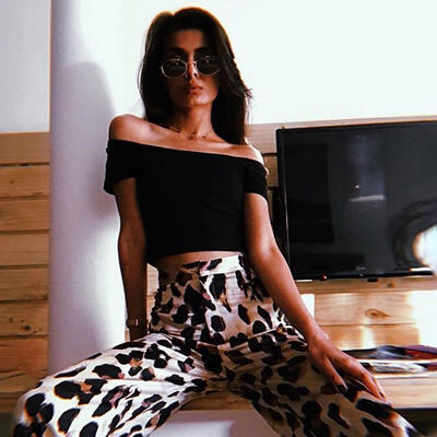 

Goodlook High Waist Wide Leg Pants for Women Leopard Print Casual Loose pants OL PANTS