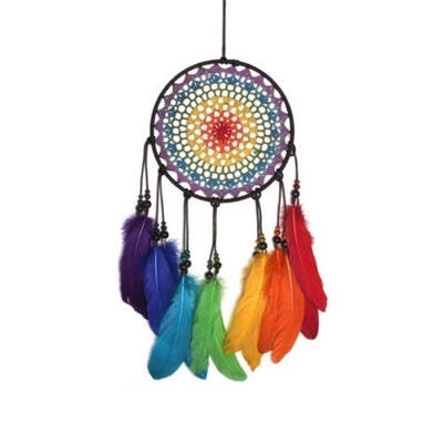 

Creative Handmade Multicolor Dream Catcher With Feather Wall Hanging Decor Ornament