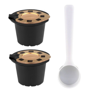 

2 Pack Stainless Steel Reusable Coffee Capsules Pods W Spoon For Piccolo Genio