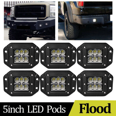 

6PCS 36W Flood LED Work Light Driving Bar OffRoad Flush Mount for Jeep Truck 5