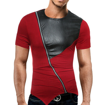 

Fashion Mens Slim Fit Zipper Short Sleeve Muscle Tee T-shirt Casual Tops Blouse