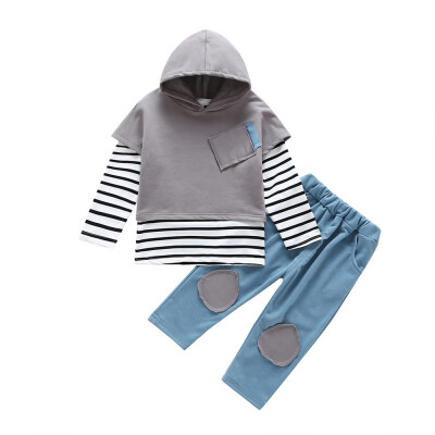 

New Autumn Casual Baby Clothes Set Long Sleeve Top And Outerwear And Trousers Kit Kid Three-piece Outfit Set