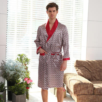 

Mens Silk Satin Pajamas Robes Bathrobe Nightgown Loungewear Long Sleeve Men Robe